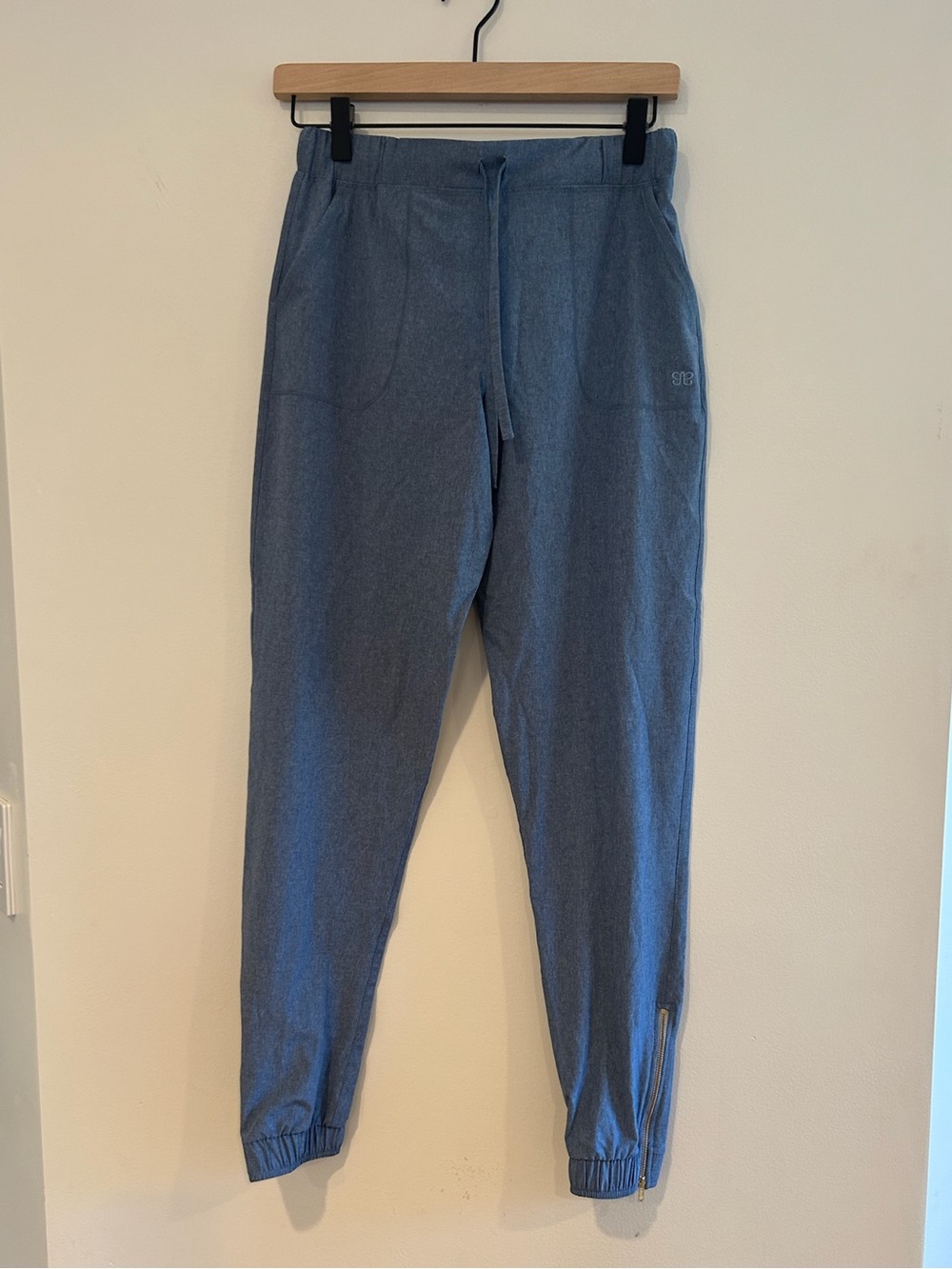 Albion Fit Jetsetter Travel Joggers XS Tall Blue Athleisure Ankle Zip Pants